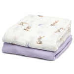 Set 2 Copertine Neonato in Mussola di Bamboo 120x120 cm - Lavanda