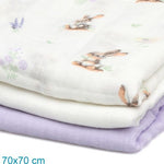 Set 3 Copertine Neonato in Mussola di Bamboo 70x70 cm - Lavanda