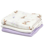 Set 3 Copertine Neonato in Mussola di Bamboo 70x70 cm - Lavanda