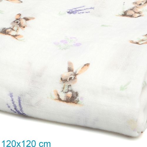 Copertina Neonato in Mussola di Bamboo 120x120 cm - Bianco Lavanda