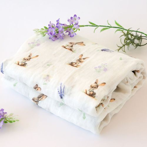 Copertina Neonato in Mussola di Bamboo 120x120 cm - Bianco Lavanda