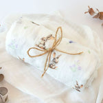 Copertina Neonato in Mussola di Bamboo 120x120 cm - Bianco Lavanda