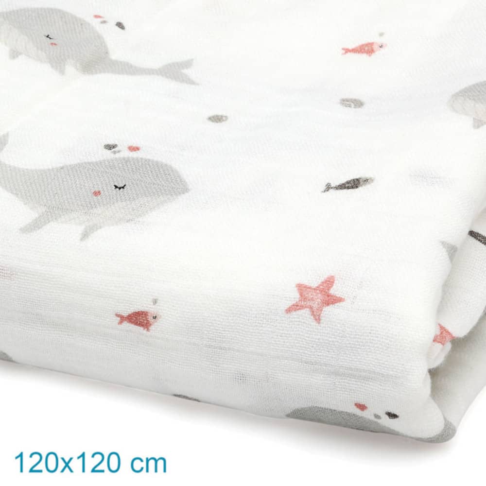 Copertina Neonato in Mussola di Bamboo 120x120 cm - Grigio