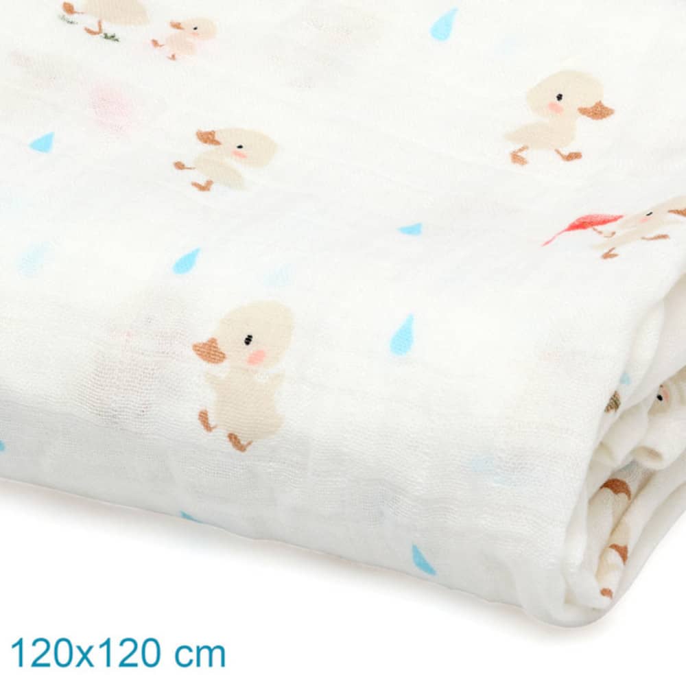 Copertina Neonato in Mussola di Bamboo 120x120 cm - Beige