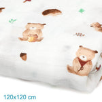 Copertina Neonato in Mussola di Bamboo 120x120 cm - Marrone