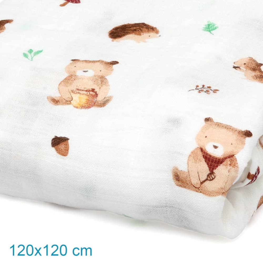 Copertina Neonato in Mussola di Bamboo 120x120 cm - Marrone