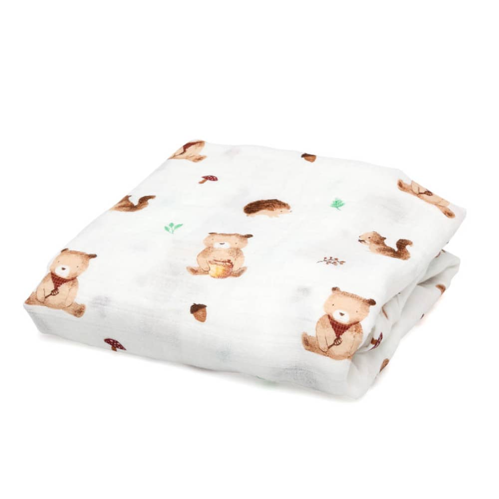 Copertina Neonato in Mussola di Bamboo 120x120 cm - Marrone