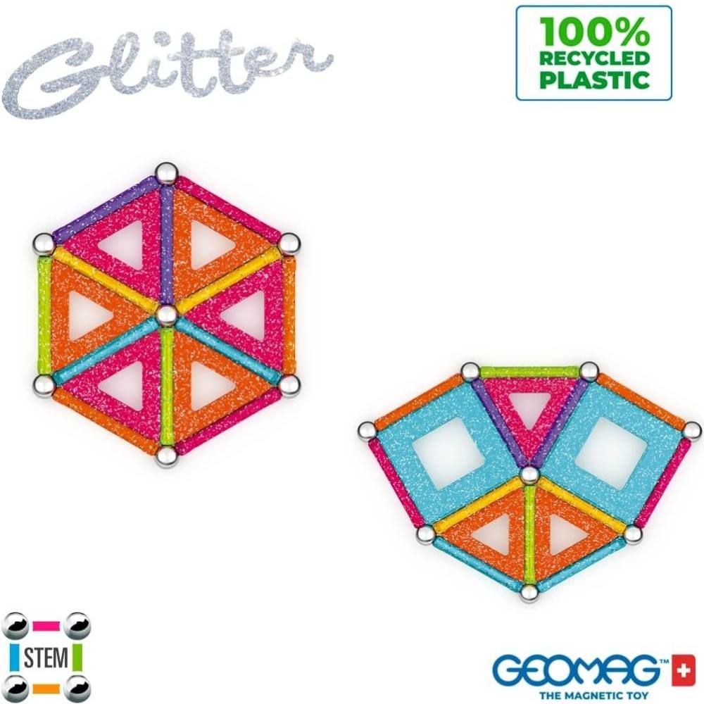 Costruzioni Magnetiche Bambini Pacco da 35 Pezzi Glitterati - Geomag