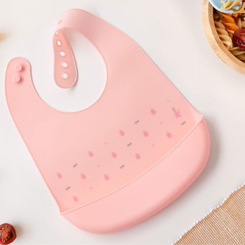 Bavaglino in silicone con tasca - Rosa