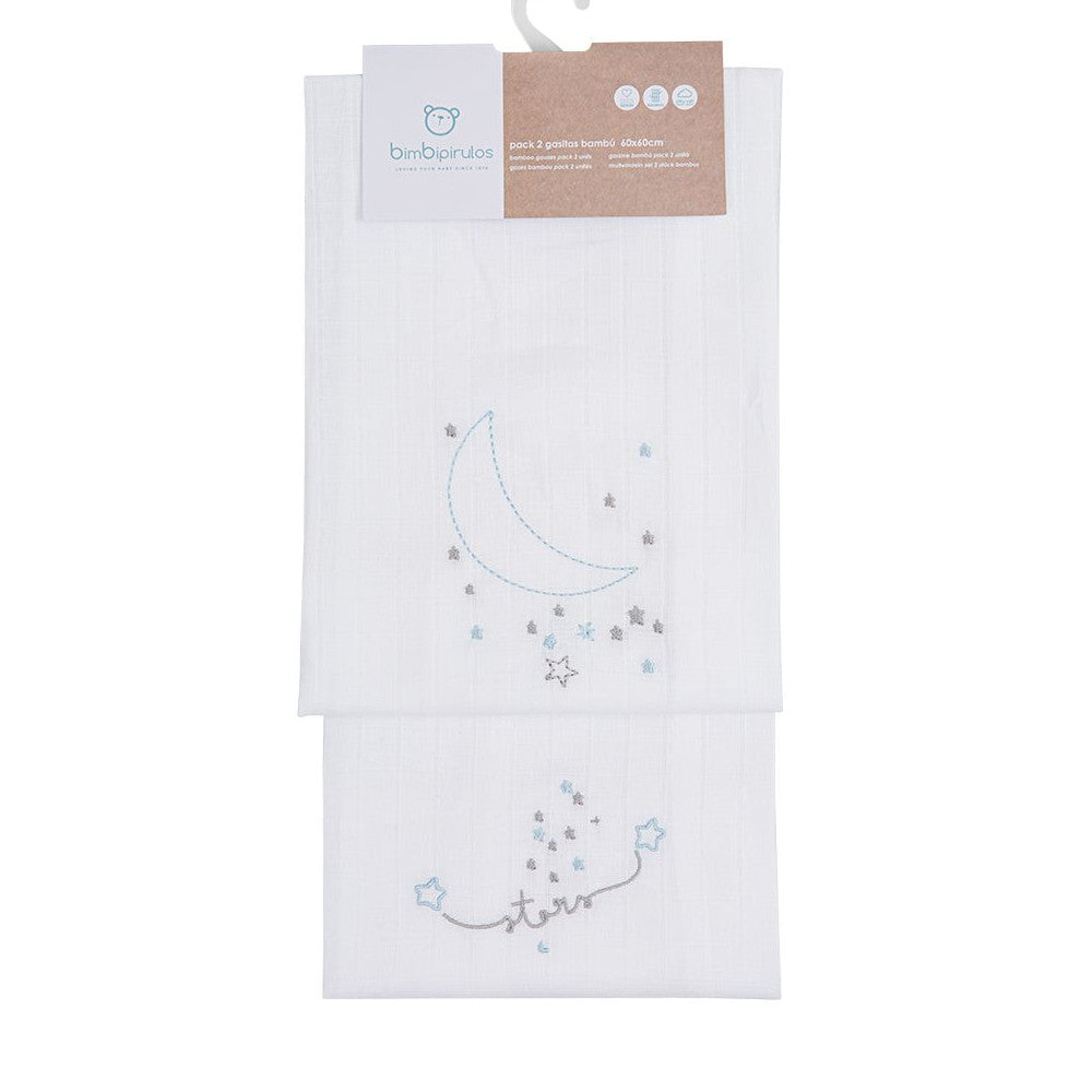 Quadrato Neonato in Cotone Ricamato - Set 2 Pezzi