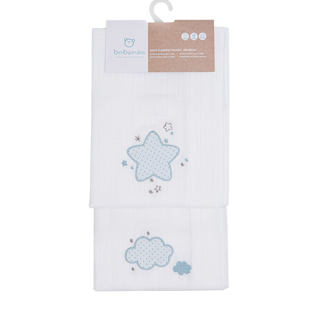 Quadrato Neonato in Cotone Ricamato - Set 2 Pezzi