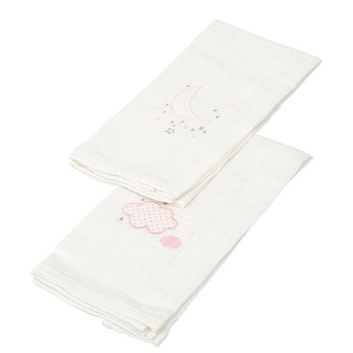 Quadrato Neonato in Cotone Ricamato - Set 2 Pezzi
