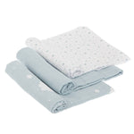 Set 3 Copertine Neonato in Mussola di Cotone 70x80 cm - Celeste