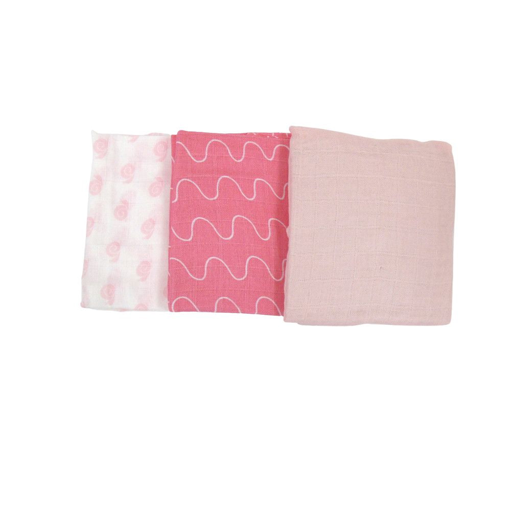 Set 3 Copertine neonato in mussola di cotone 70x80 cm Rosa