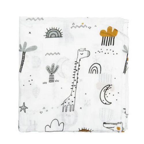 Copertina Neonato in Mussola di Bamboo 120x120 cm - Jungla