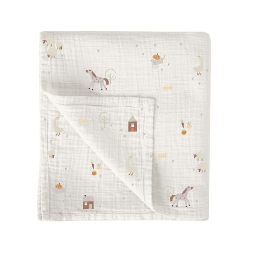 Copertina Neonato in Mussola di Bamboo 120x120 cm - Farm