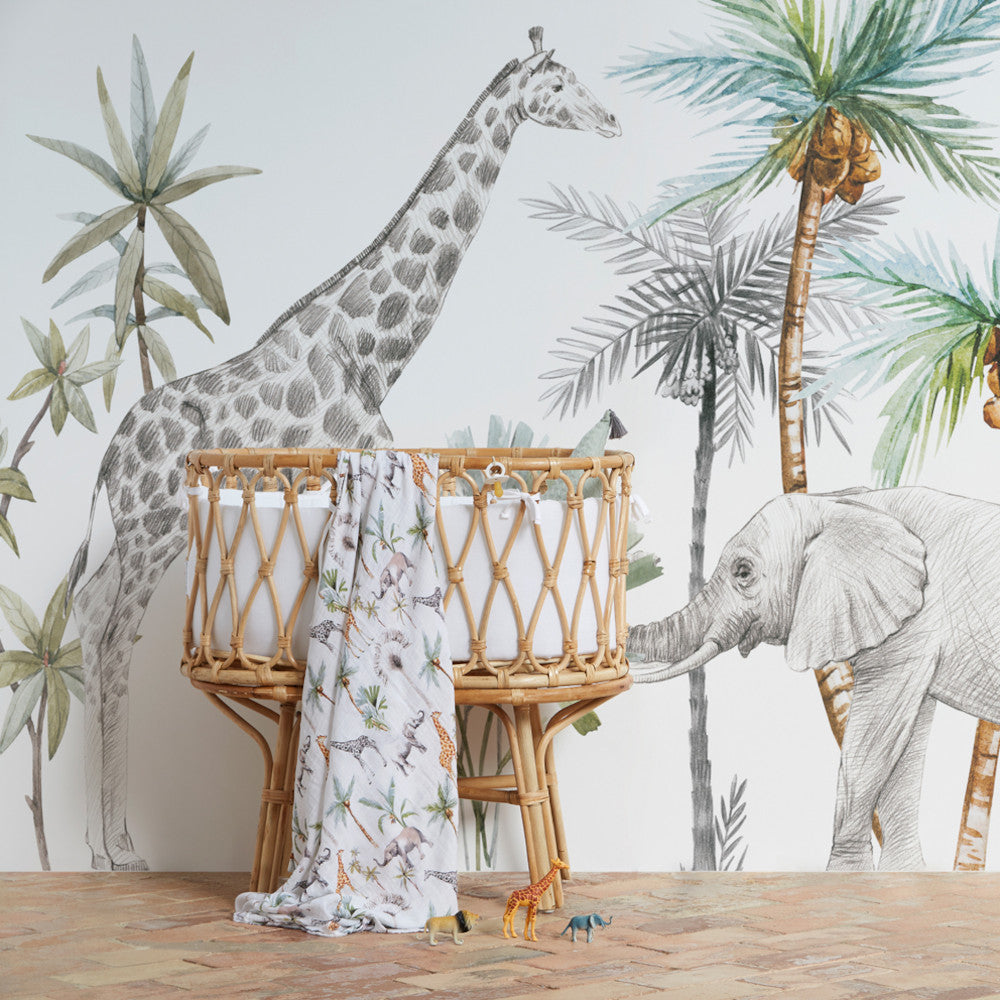 Copertina Neonato in Mussola di Bamboo stampato 120x120 cm - Africa