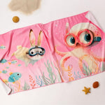 Telo Mare Bambini in Microfibra - Polpo Rosa