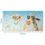 Telo Mare Bambini in Microfibra - Giraffa Celeste