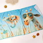 Telo Mare Bambini in Microfibra - Giraffa Celeste