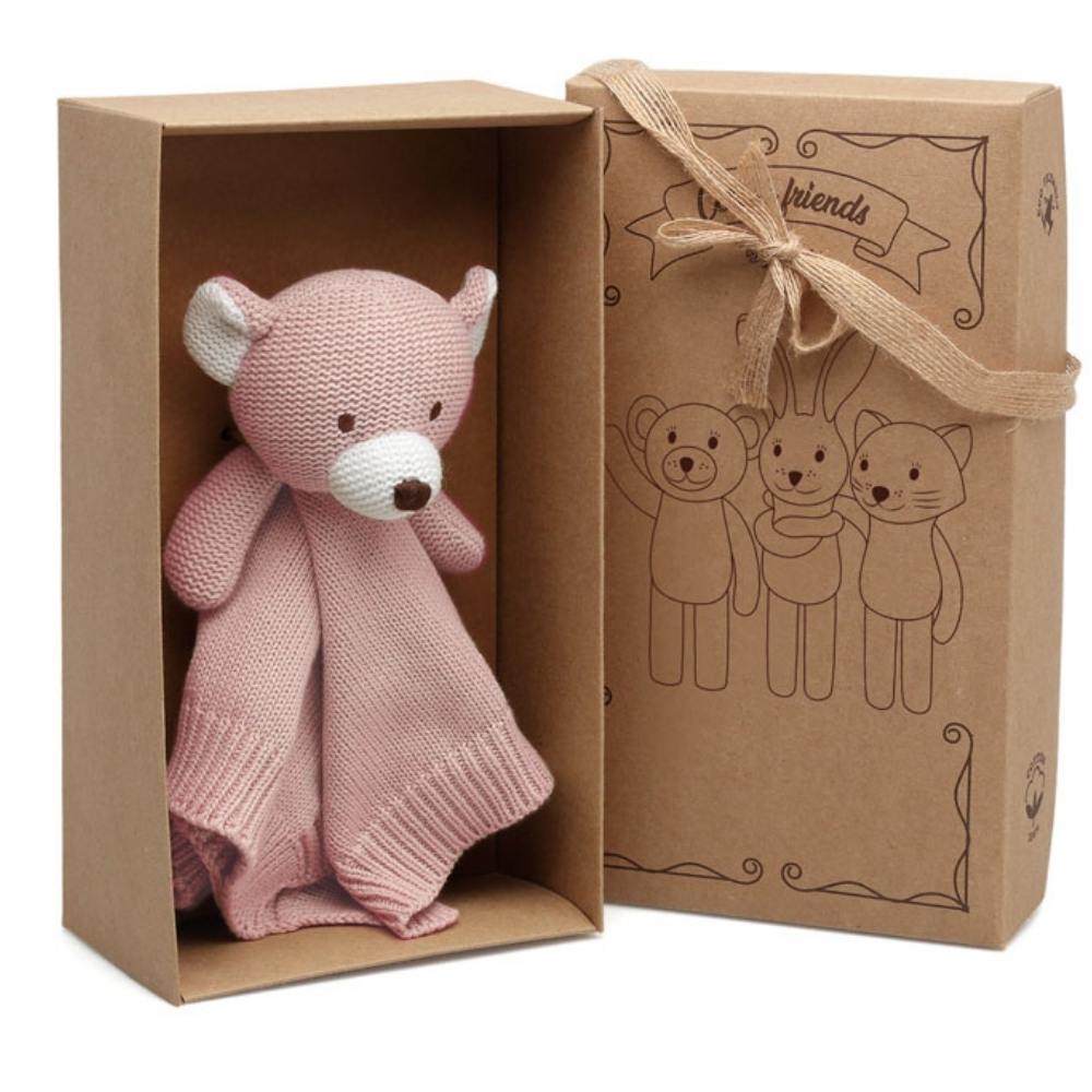 Doudou Neonato in Cotone Orso Rosa - Scatola
