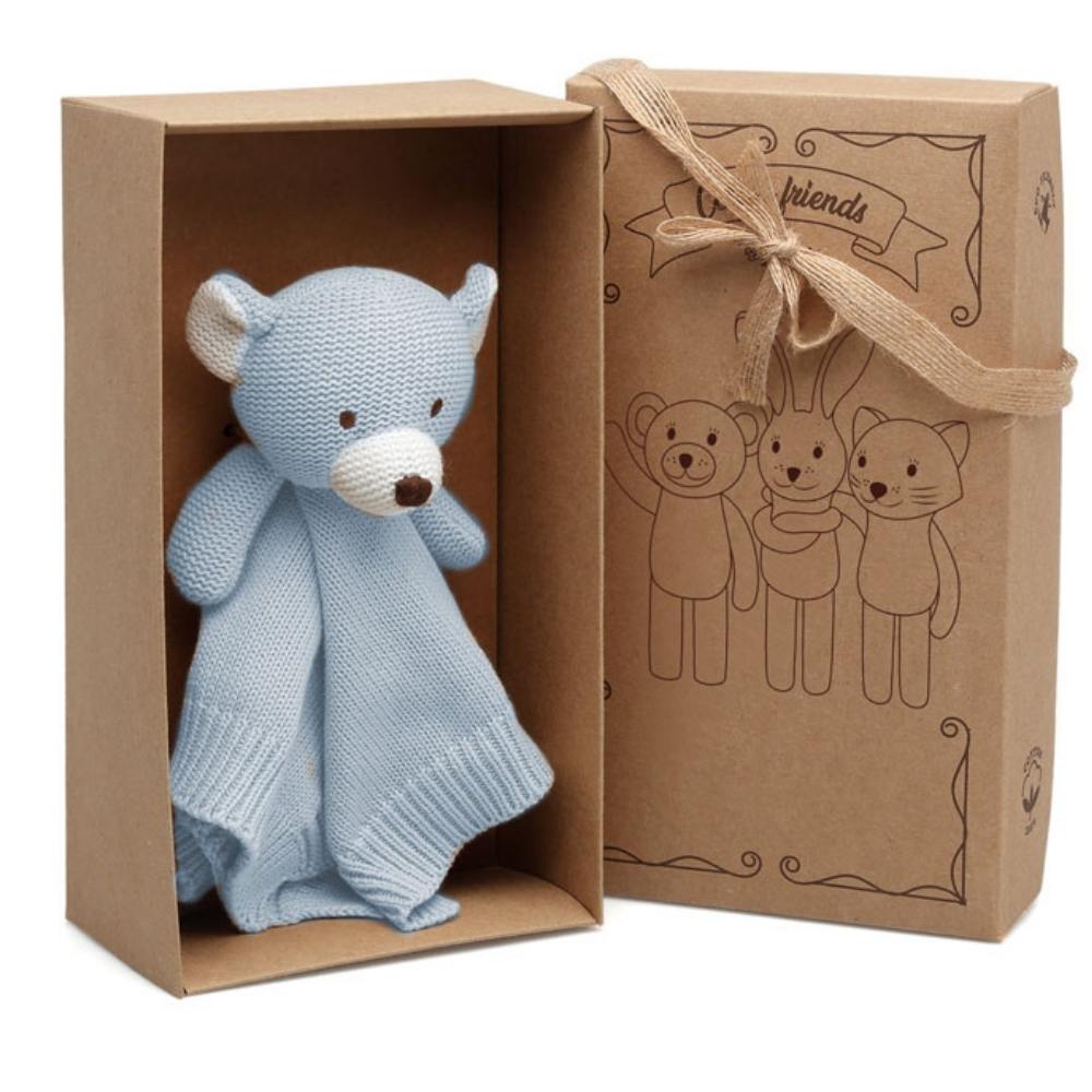 Doudou Neonato in Cotone Orso Celeste - Scatola