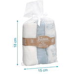 Set 3 Copertine Neonato in Mussola di Bamboo 70x70 cm - Celeste Bianco