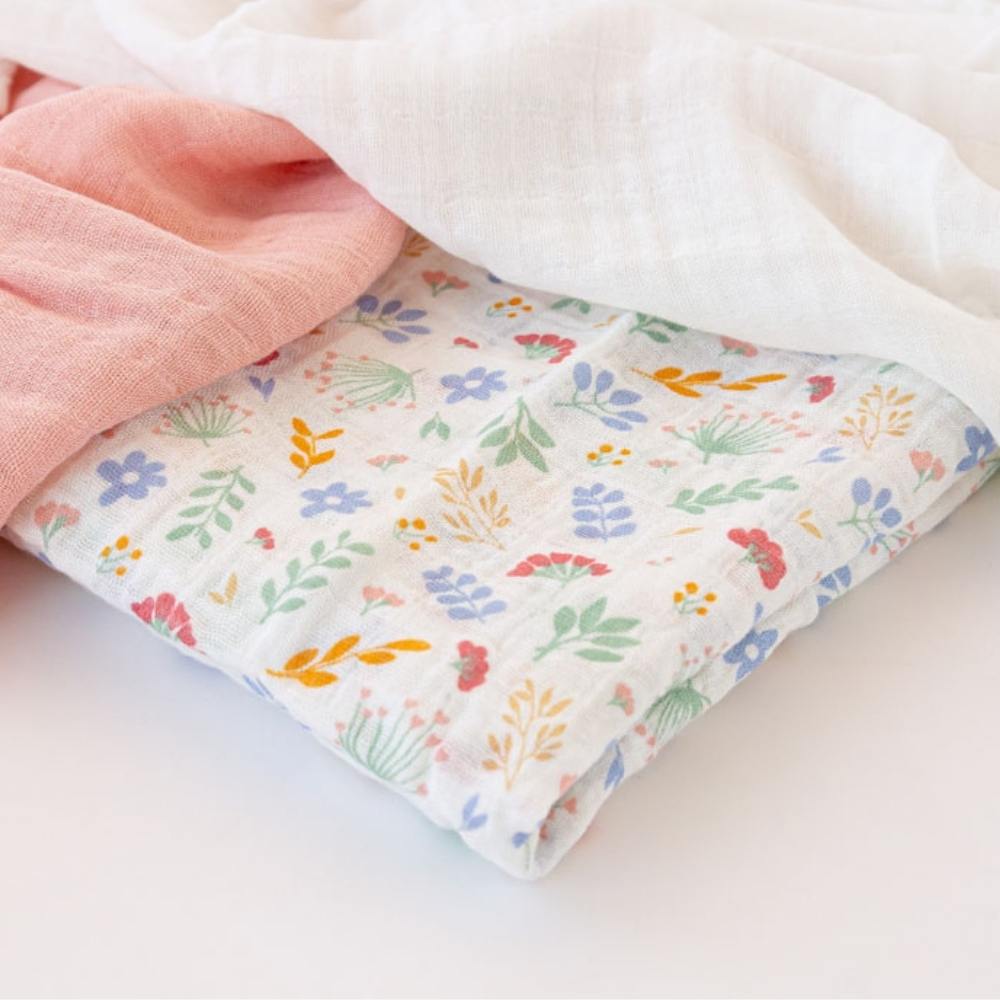 Set 3 Copertine Neonato in Mussola di Bamboo 70x70 cm - Rosa