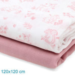 Set 2 Copertine Neonato in Mussola di Bamboo 120x120 cm - Rosa