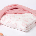 Set 2 Copertine Neonato in Mussola di Bamboo 120x120 cm - Rosa