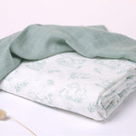 Set 2 Copertine  Neonato in Mussola di Bamboo 120x120 cm - Verde