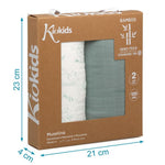 Set 2 Copertine  Neonato in Mussola di Bamboo 120x120 cm - Verde