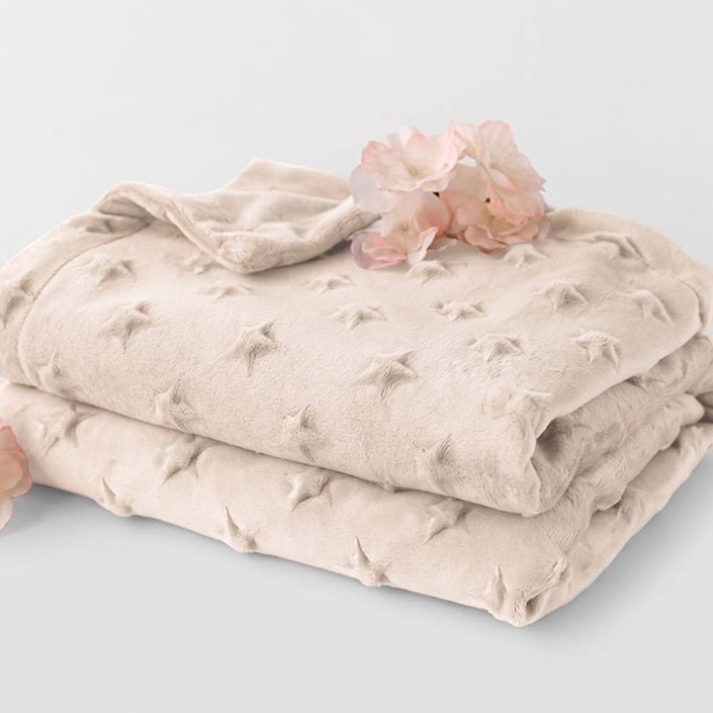 Copertina Neonato Carrozzina Culla Invernale in Pile Beige 