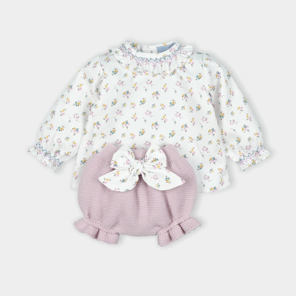 Pagliaccetto Neonata Bambina in Misto Lana 3 Pezzi - Emozione - camicia