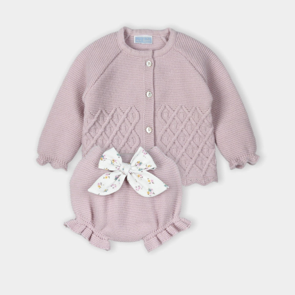 Pagliaccetto Neonata Bambina in Misto Lana 3 Pezzi - Emozione - giacca