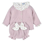 Pagliaccetto Neonata Bambina in Misto Lana 3 Pezzi - Emozione