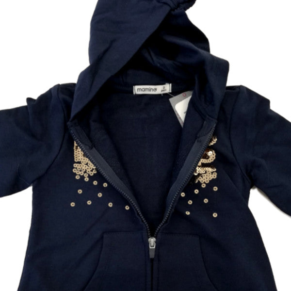 FELPA BAMBINA CON ZIP E CAPPUCCIO COTONE BIOLOGICO 1 - 4 ANNI