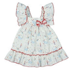 Vestito Neonato Bambina Giro Manica in Cotone - Barche