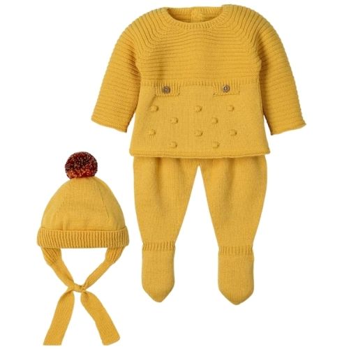 Completo Neonato in Misto Lana 3 Pezzi - Leonor