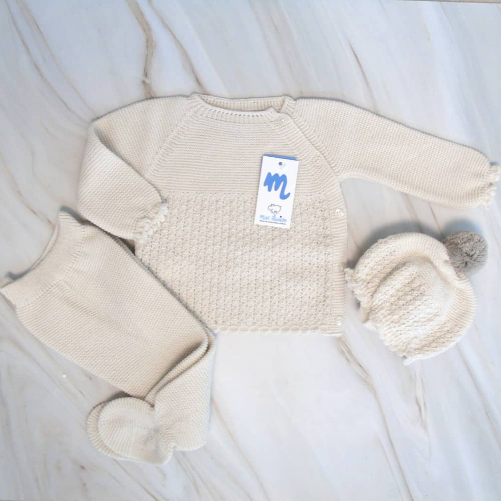 Completo Nascita Neonato in Misto Lana - Neve