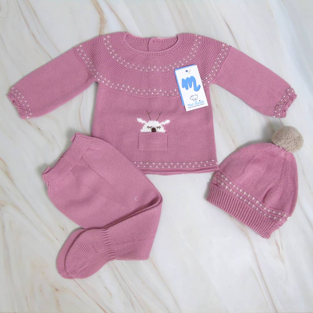 COMPLETO NASCITA NEONATO IN MISTO LANA - RENNA - Nene Shop
