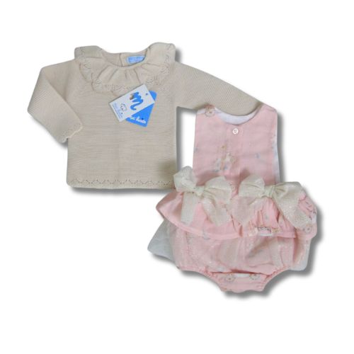 Pagliaccetto Neonata Bambina in Misto Lana - Fiocco