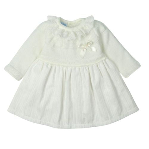 Vestito Battesimo Bianco in Cotone e Misto Lana