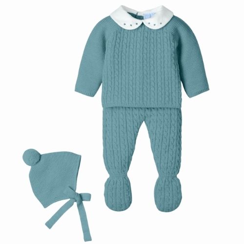Completo Nascita Neonato in Misto Lana - Cloud