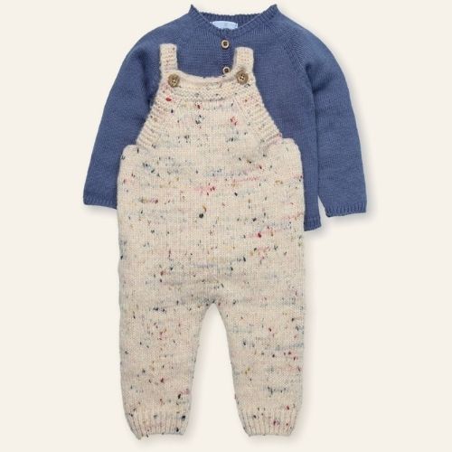 Completo Neonato con Salopette Misto Lana