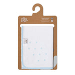 Quadrato Neonato in Puro Cotone Ricamato - bianco celeste - confezione