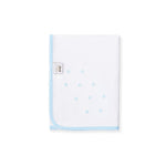 Quadrato Neonato in Puro Cotone Ricamato - bianco celeste