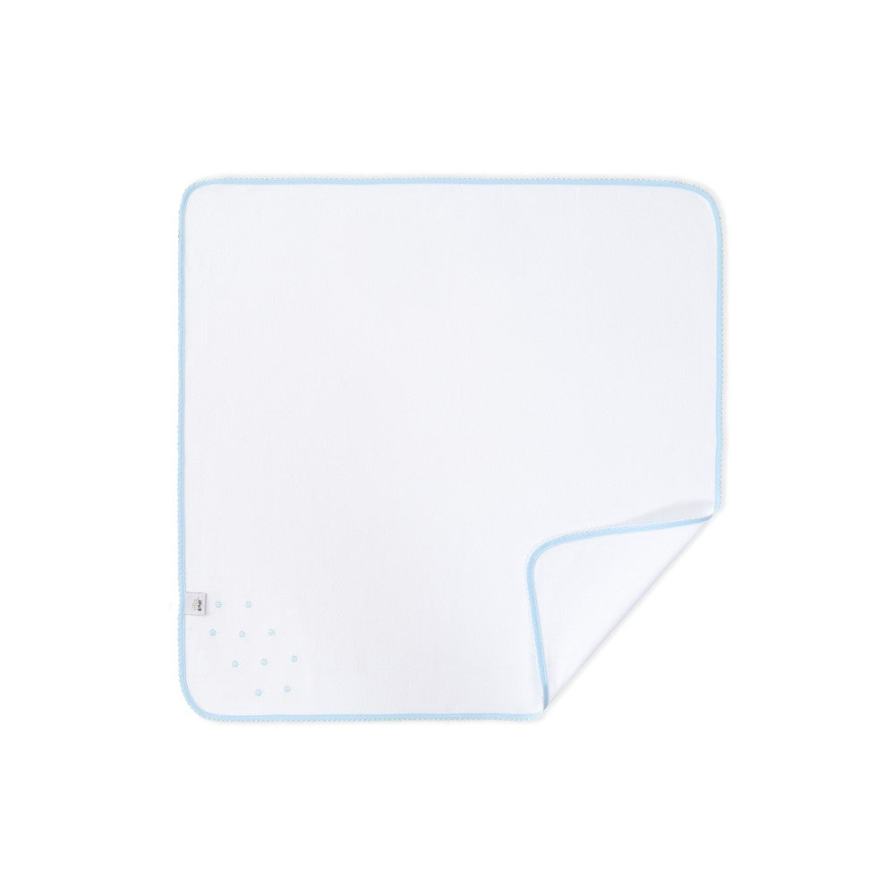 Quadrato Neonato in Puro Cotone Ricamato - bianco celeste - retro