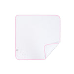 Quadrato Neonato In Cotone Ricamato Bianco Rosa - retro