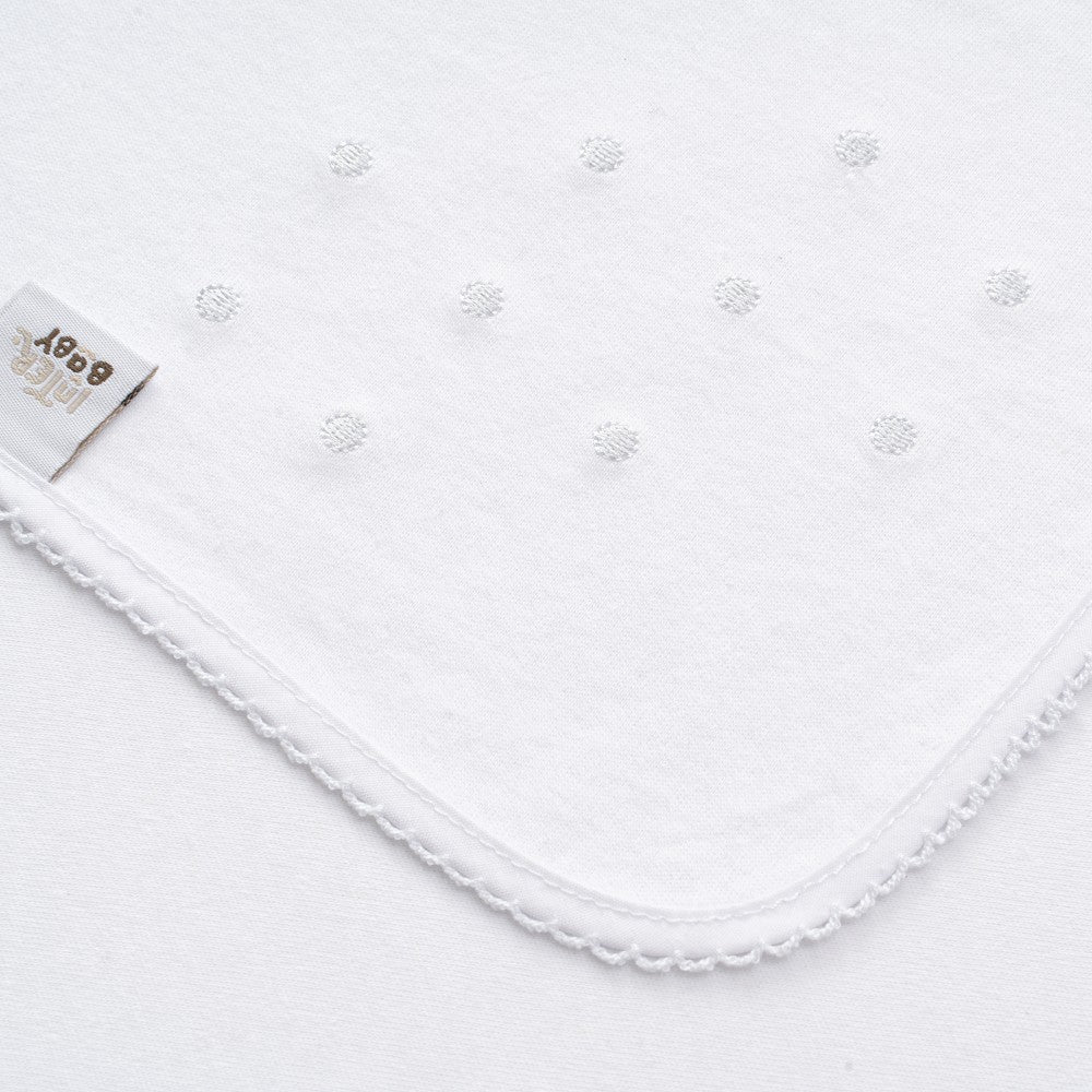 Quadrato Neonato In Puro Cotone Ricamato - Bianco -ricamo